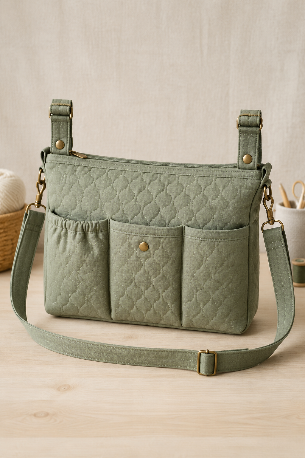 Transversal matelassê com bolsos